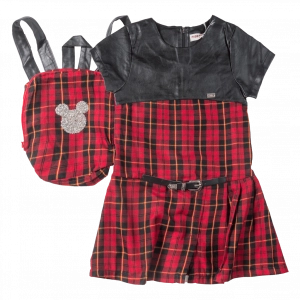 Παιδικό φόρεμα ΕΒΙΤΑ για κορίτσια Check κόκκινο άνετο καλό παρτι χειμωνιάτικο τσάντα ετών online1