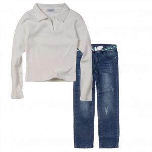 Παιδική μπλούζα Losan για κορίτσια Snow άσπρο χειμωνιάτικα καθημερινά σχολεία επώνυμα ετών online | Παιδικό τζιν παντελόνι Εβίτα για κορίτσια Always μπλε κοριτσίστικα καθημερινά ξέβαμα online 6 χρονών (1) 