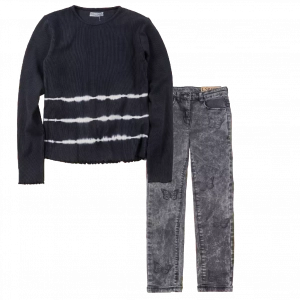 Παιδική μπλούζα Losan για κορίτσια Rib μαύρο εποχιακή βόλτα επώνυμη σχολέιο καθημερινο tie dye online ετών  (1) | Παιδικό τζιν παντελόνι Losan για κορίτσια Dark Shadow μαύρο καθημερινό άνετο κάζουαλ σχολείο βόλτα πάρτι επώνυμο ετών online (1) 