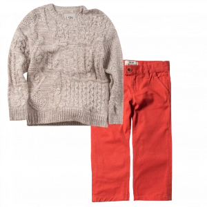 Παιδική μπλούζα Losan για αγόρια Tricot μπεζ καθημερινές ζεστές επώνυμες πουλόβερ ετών online | Παιδικό παντελόνι New College για αγόρια Intense Κοραλί αγορίσικα ελληνικά μοντέρνα παντελόνια 