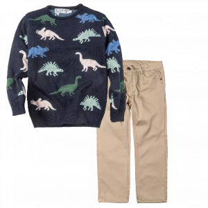Παιδική μπλούζα New College για αγόρια Jurassic μπλε καθημερινή άνετη πλεκτή ζεστή σχολείο ετών online (1) | Παιδικό παντελόνι για αγόρια Genova σαμπανί  2-6 καθημερινά ελαστικά αγορίστικα online (1) 