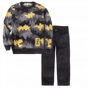 Παιδική μπλούζα New College για αγόρια PXL γκρι καθημερινή άνετη ζεστή πλεκτή βόλτα σχολείο ετών online (1) | Παιδικό παντελόνι για αγόρια Genova2 μαύρο  (1) 