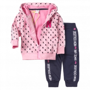 Παιδικό σετ New College για κορίτσια Kitties ροζ καθημερινό άνετο ζεστό ζακέτα παντελόνι βόλτα σχολείο ετων online (1)