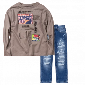 Παιδική μπλούζα Losan για αγόρια Expand γκρι καθημερινή άνετη εποχιακή επώνυμη ετών online (1) | Παιδικό παντελόνι Online για αγόρια Vogue μπλε καθημερινό άνετο κάζουαλ σκισμένο βόλτα ετών online (1) 