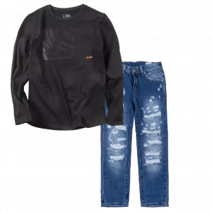 Παιδική μπλούζα Losan για αγόρια Big L μαύρο επώνυμη καθημερινή εποχιακή άνετη ετών online (1) | Παιδικό παντελόνι Online για αγόρια Vogue μπλε καθημερινό άνετο κάζουαλ σκισμένο βόλτα ετών online (1) 