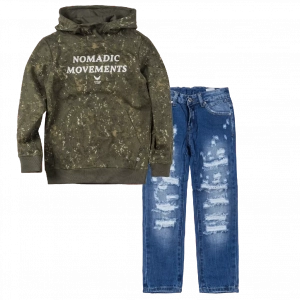 Παιδική μπλούζα Losan για αγόρια Nomadic χακί καθημερινή άνετη ζεστή βόλτα σχολείο επώνυμη ετών online (1) | Παιδικό παντελόνι Online για αγόρια Vogue μπλε καθημερινό άνετο κάζουαλ σκισμένο βόλτα ετών online (1) 