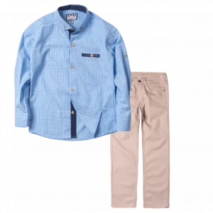 Παιδικό πουκάμισο για αγόρια Winchester γαλάζιο καλό επίσημο εκδηλώσεις online | Παιδικό παντελόνι για αγόρια Genova 2 μπέζ καθημερινά αγορίστικα ελαστικά online (1) 