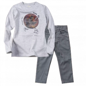 Παιδικ΄μπλούζα Losan για αγόρια Rock γκρι κσθημερινές εποχιακές επώνυμες σχολεία μακρυμάνικες ετών online | Παιδικό παντελόνι για αγόρια Sandy Kids γκρι αγορίστικα καλά παντελόνια μοντέρνα παιδικά ρούχα online ετών 