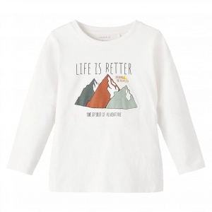 Παιδική μπλούζα name it για αγόρια life is better άσπρο εποχιακές μπλούζες λεπτές με σχέδιο ετών μοντέρνες βαμβακερές online