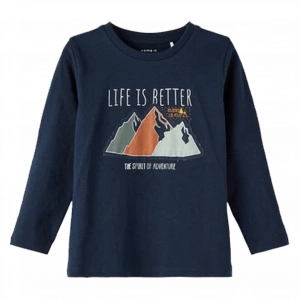 Παιδική μπλούζα name it για αγόρια life is better μπλε εποχιακές μπλούζες λεπτές με σχέδιο ετών μοντέρνες βαμβακερές online