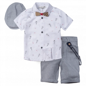 Βρεφικό σετ Hashtag για αγόρια paper sky καλοκαιρινά σετ αγορίστικα με βερμούδα πουκάμισο αμπιγέ ετών online
