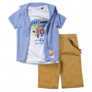 Παιδικό σετ Hashtag για αγόρια surf ride καλοκαιρινά σετ αγορίστικα με βερμούδα και πουκάμισο casual ετών online