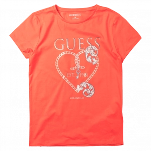 Παιδική μπλούζα Guess για κορίτσια Chain κόκκινο καθημερινά μονόχρωμα κοριτσίστικα online (1)