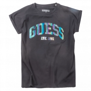 Παιδική μπλούζα Guess για κορίτσια Holo μαύρο καθημερινά μονόχρωμα κοριτσίστικα online (1)