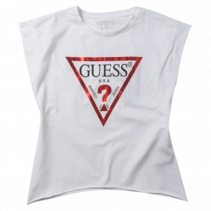 Παιδική μπλούζα Guess για κορίτσια Question άσπρο καθημερινά μονόχρωμα κοριτσίστικα online (1)