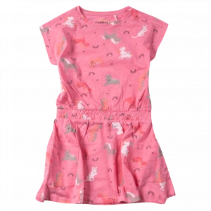 Παιδικό φόρεμα losan για κορίτσια zoo ροζ καλοκαιρινό αμάνικο μονόκερος καθημερινό (1)