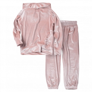 Παιδικό σετ φόρμας Emery για κορίτσια more angles ροζ βελουτέ φόρμες χειμερινές χοντρές μοντέρνες ετών