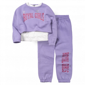 Παιδικό σετ φόρμας Emery για κορίτσια royal girls μωβ άνετο σχολείο καθημερινό ετών ζεστό (1)