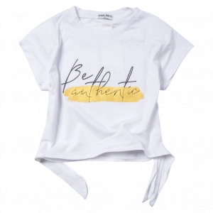 Παιδική μπλούζα Εβίτα για κορίτσια crop authentic άσπρο κοντές μπλούζες καλοκαιρινές κροπ για κοριτσάκια ετών
