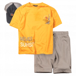 Παιδικό σετ Mayoral για αγόρια Sunset  πορτοκαλί επώνυμο σετ 3 τεμαχίων καλοκαιρινό βερμούδα ετών online (1)