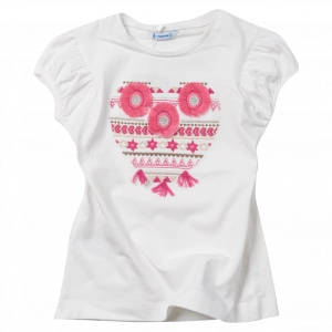 Παιδική μπλούζα Mayoral pink flo άσπρο καλοκαιρινή επώνυμη ετών Online (1)