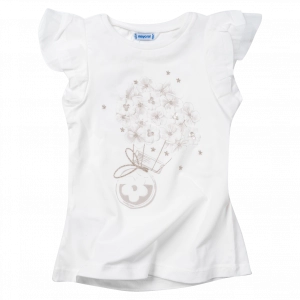 Παιδική μπλούζα Mayoral για κορίτσια Summer flowers άσπρο επώνυμη καλοκαιρνή ετών online (1)