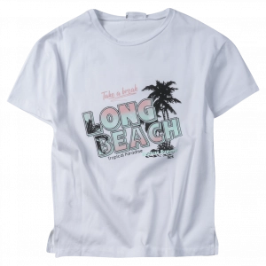Παιδική μπλούζα ΝΕΚ για κορίτσια long beach άσπρο κοντομάνικες μπλούζες t-shirt καλοκαιρινές ετών