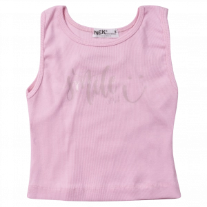Παιδική μπλούζα ΝΕΚ για κορίτσια Smile girl ροζ αμάνικη καθημερινή καλοκαιρινή ετών (1)