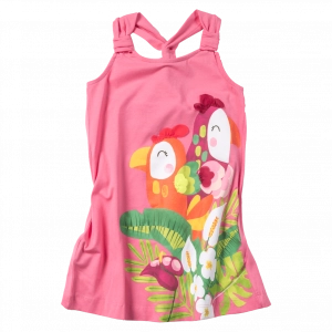 Παιδικό φόρεμα Mayoral tropical parrots ροζ καλοκαιρινά φορέματα μακό μοντέρνα ετών