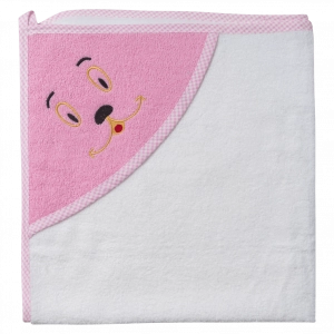 Βρεφική μπουρνουζοπετσέτα για κορίτσια Happy ροζ βαμβακερές παιδικές πετσέτες με γάντι μπάνιο