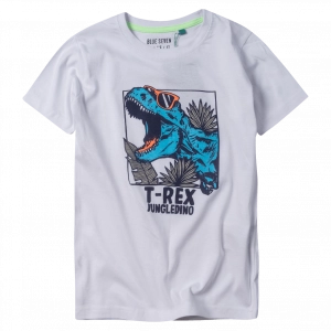 Παιδικήμπλούζα Blue seven για αγόρια jungle dino άσπρο μπλούζες κοντομάνικες με δεινόσαυρους αγορίστικες καλοκαρινές ετών