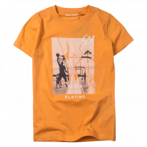 Παιδική μπλούζα Blue seven για αγόρια Never stop πορτοκαλί μπλούζες κοντομάνικες με basket αγορίστικες καλοκαρινές ετών