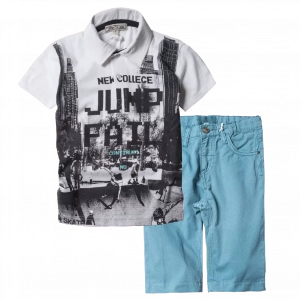Παιδική μπλούζα New College για αγόρια Jump Άσπρο καλοκαιρινές μοντέρνες ποιοτικές μπλούζες online | Παιδική βερμούδα New College για αγόρια Style Βεραμάν αγορίστικες μοντένρες καλοκαιρινές 