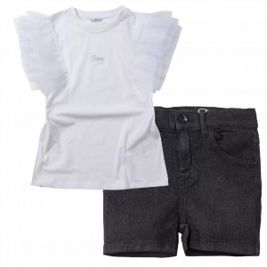 Παιδική μπλούζα Guess για κορίτσια Vail άσπρο καθημερινά μονόχρωμα κοριτσίστικα online (1) | Παιδική βερμούδα GUESS για κορίτσια Miss jean μαύρο κοριτσίστικα καθημερινά επώνυμα online (1) 