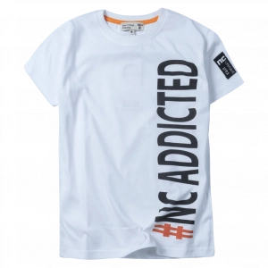 Παιδική μπλούζα New College για αγόρια addicted άσπρο κοντομάνικες μπλούζες tshirt καλοκαιρινά μακό μοντένα ετών