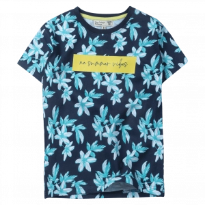 Παιδική μπλούζα New College για αγόρια surfer vibes μπλε κοντομάνικες μπλούζες tshirt καλοκαιρινά μακό μοντένα ετών