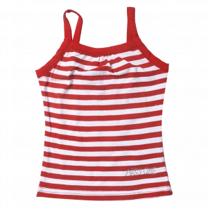 Παιδική μπλούζα Miss one για κορίτσια stripes κόκκινη καλοκαιρινά μπλουζάκια κοντά crop top ραντάκι οικονομικά