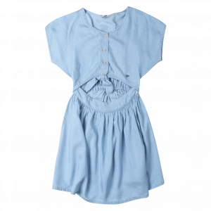 Παιδικό φόρεμα Losan για κορίτσια shiny girl μπλε καλοκαιρινά φορέματα μοντέρνα jean κοντομάνικα ετών