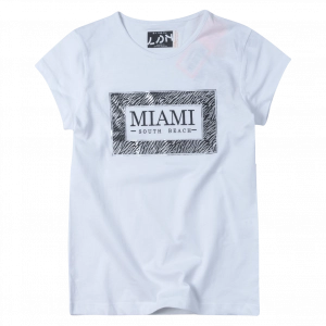 Παιδική μπλούζα Losan για κορίτσια Miami άσπρο κοντομάνικες μπλούζες καλοκαιρινές μοντέρνες κοριτσίστικες ετών