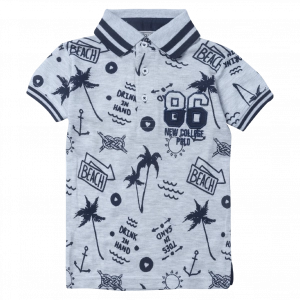 Παιδική μπλούζα polo New college για αγόρια beach drink γκρι παιδικά πόλο μπλουζάκια κοντομάνικα ελληνικά Online