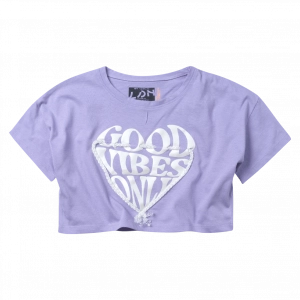 Παιδική μπλούζα Losan για κορίτσια good vibes μωβ crop κοντές μπλούζες καλοκαιρινές 8 ετών