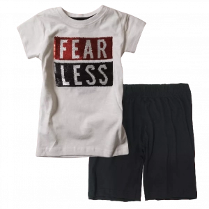 Παιδική μπλούζα New College για αγόρια FearLess άσπρο παγιέτες ελληνικά καλοκαιρινά μπλουζάκια αγορίστικα μακό ετών Online | Παιδική βερμούδα Online για αγόρια Protem μαύρο καλοκαιρινές βερμούδες αγορίστικες σορτσάκια οικονομικά ελληνικά ετών 