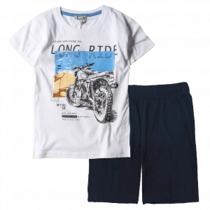 Παιδική μπλούζα New College για αγόρια Long Ride Άσπρο αγορίτστικα κοντομάνικα καλοκαιρινά μπλουζάκια μοντέρνα | Παιδική βερμούδα Online για αγόρια Protem μπλε καλοκαιρινές βερμούδες αγορίστικες σορτσάκια οικονομικά ελληνικά ετών 