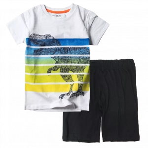 Παιδική μπλούζα Blue Seven για αγόρια Tyrannosaurus άσπρο αγορίστικα επώνυμα ποιοτικά καλοκαιρινά άνετα οικονομικά | Παιδική βερμούδα Online για αγόρια Protem μαύρο καλοκαιρινές βερμούδες αγορίστικες σορτσάκια οικονομικά ελληνικά ετών 