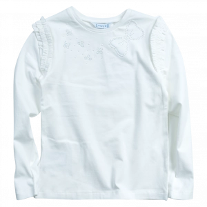 Παιδική μπλούζα Mayoral για κορίτσια Flystrass άσπρο μοντέρνο κοριτσίκο επώνυμο για γιορτές με στρας ετών Online (1)