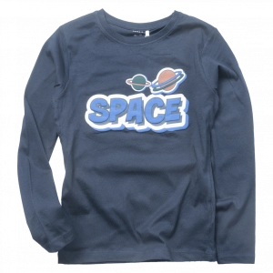 Παιδική μπλούζα Name it για αγόρια Spaces navy μπλε καθημερινές επώνυμες εποχιακές ετών λεπτές online (1)