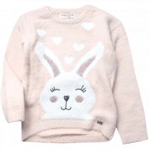 Παιδική μπλούζα Εβίτα για κορίτσια Cute Rabbit ροζ επώνυμες ετών χειμερινές πλεκτές online (1)