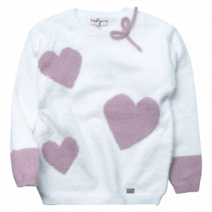 Παιδική μπλούζα Εβίτα για κορίτσια Hearts άσπρο καθημερινές χειμερινές πλεκτές ετών online  (1)