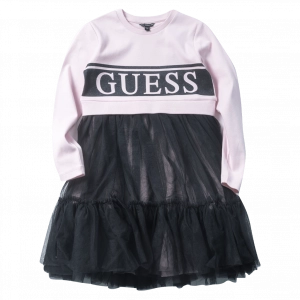 Παιδικό φόρεμα Guess για κορίτσια Fabrique1 ροζ τούλι επώνυμο ζεστό casual μοντέρνο ζεστό άνετο online (1)