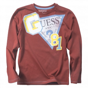 Παιδική μπλούζα GUESS για αγόρια Hampstead μπορντό casual online ετών επώνυμη βόλτα καθημερινή ανοιξιάτικη φθινοπωρινή  (1)